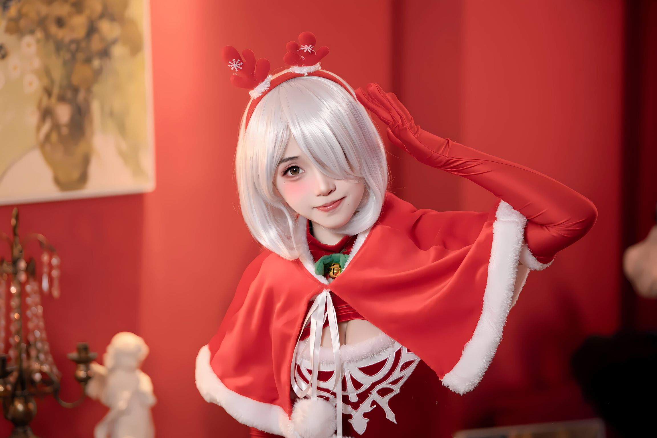 CoserBangni邦尼 圣诞尼尔 红裙御姐 132 photos - 23