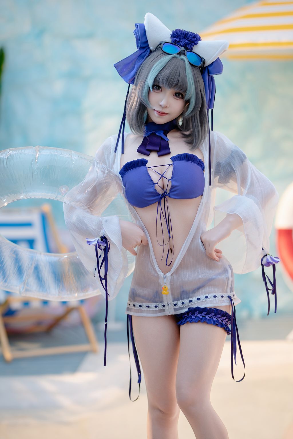 CoserBangni邦尼 泳装柴郡 86 photos