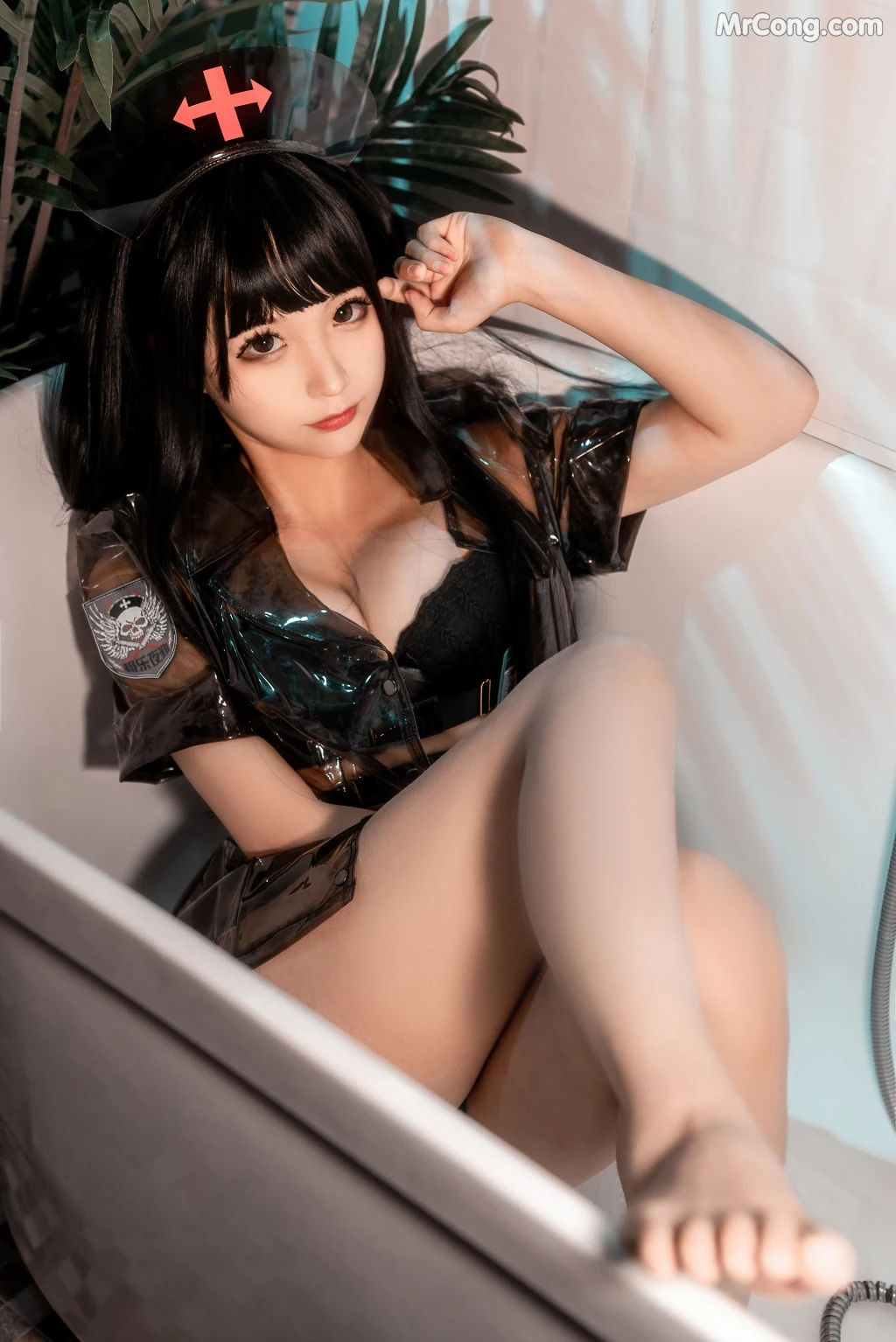 Coser蠢沫沫 chunmomo Vol113 胶衣护士 黑 40 photos - 32