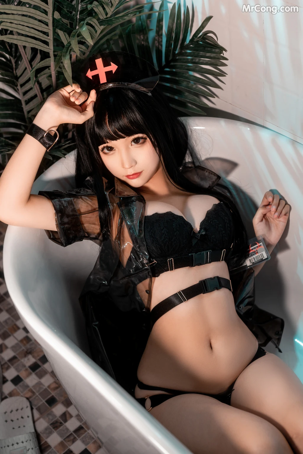 Coser蠢沫沫 chunmomo Vol113 胶衣护士 黑 40 photos - 34