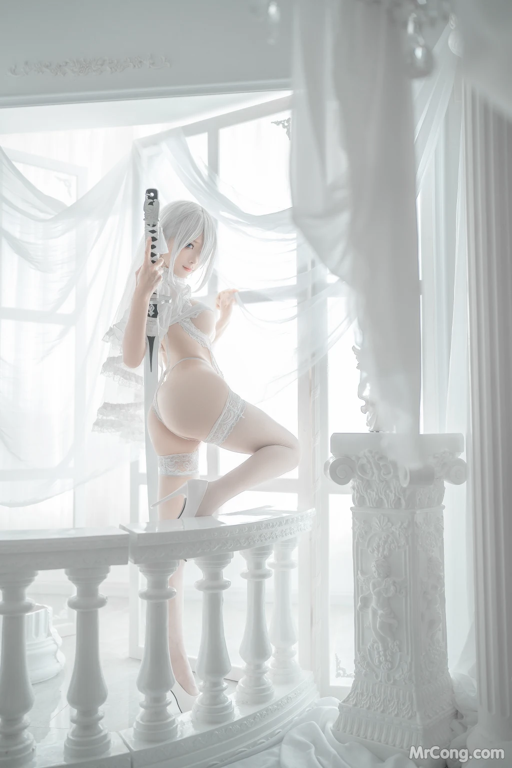 Coser蠢沫沫 chunmomo Vol140 2B-白婚纱 59 photos - 5