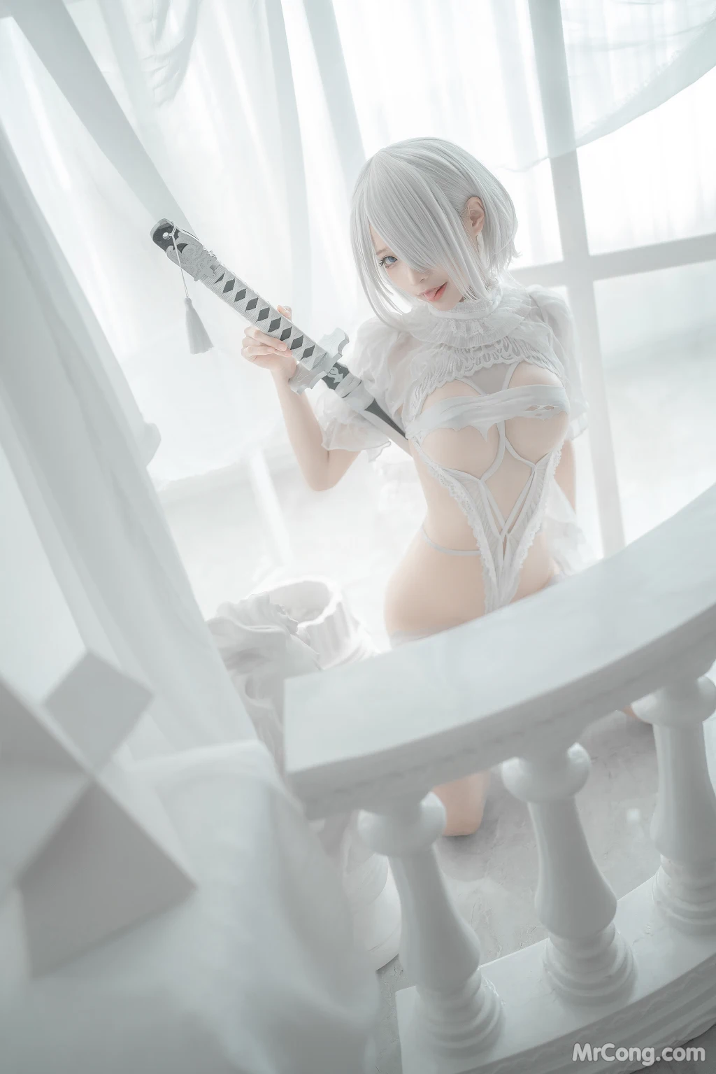 Coser蠢沫沫 chunmomo Vol140 2B-白婚纱 59 photos - 9
