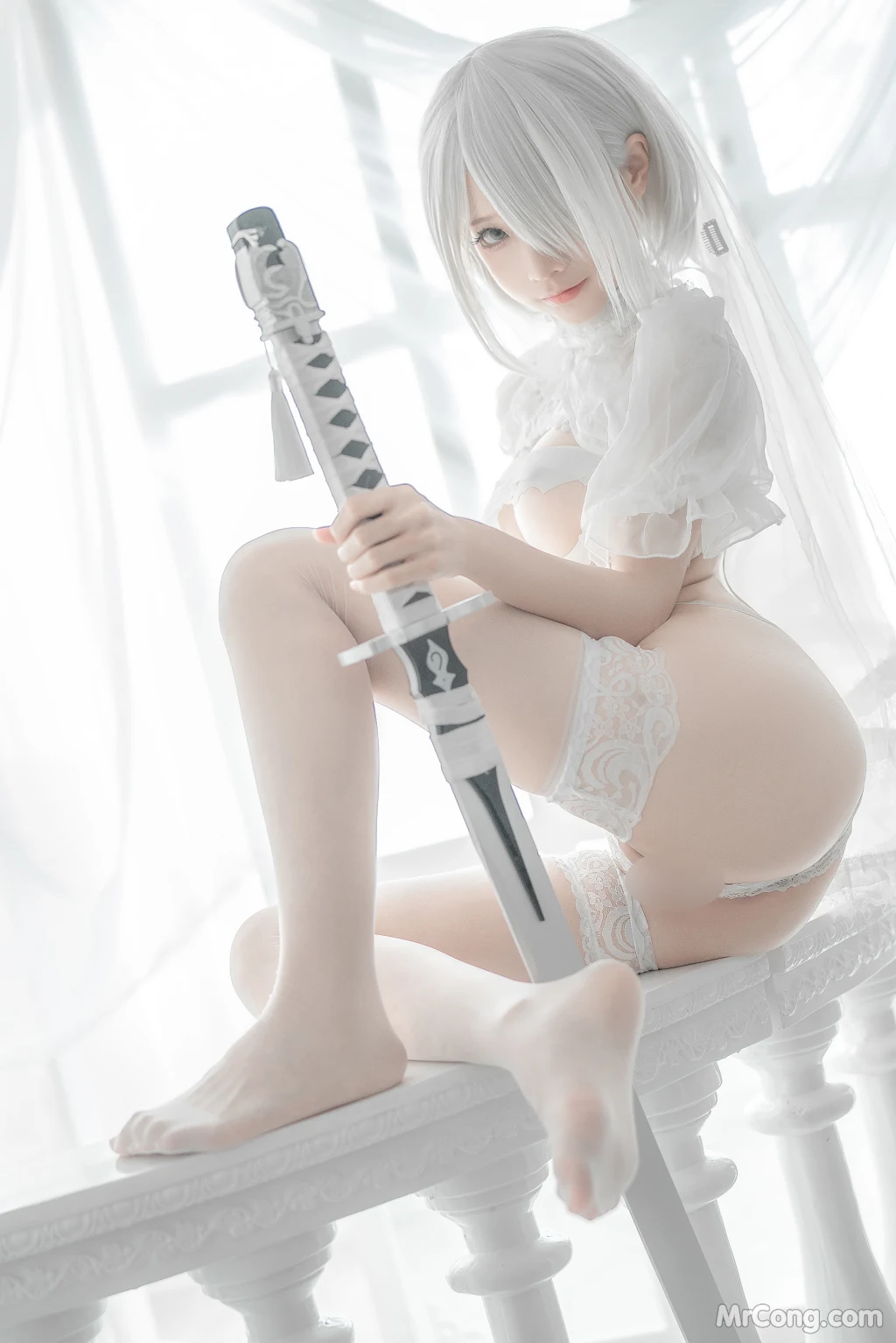 Coser蠢沫沫 chunmomo Vol140 2B-白婚纱 59 photos - 15