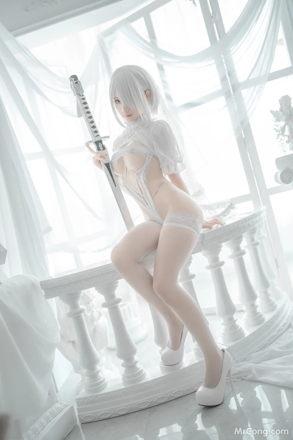 Coser蠢沫沫 chunmomo Vol140 2B-白婚纱 59 photos - 17