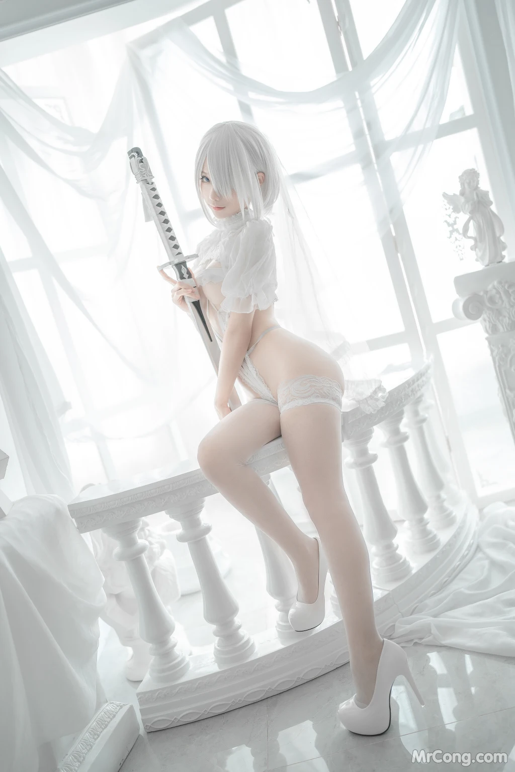 Coser蠢沫沫 chunmomo Vol140 2B-白婚纱 59 photos - 18