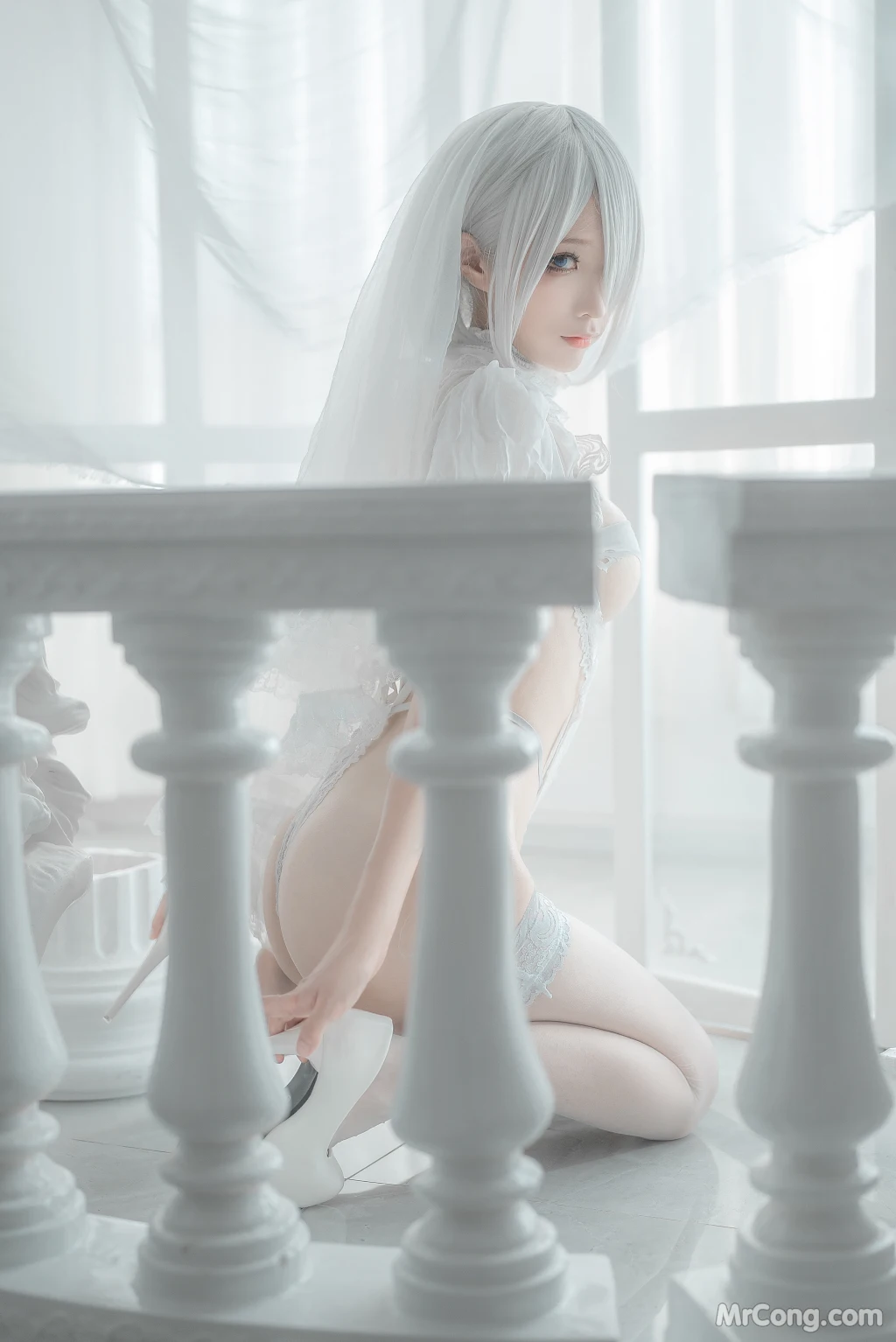 Coser蠢沫沫 chunmomo Vol140 2B-白婚纱 59 photos - 27