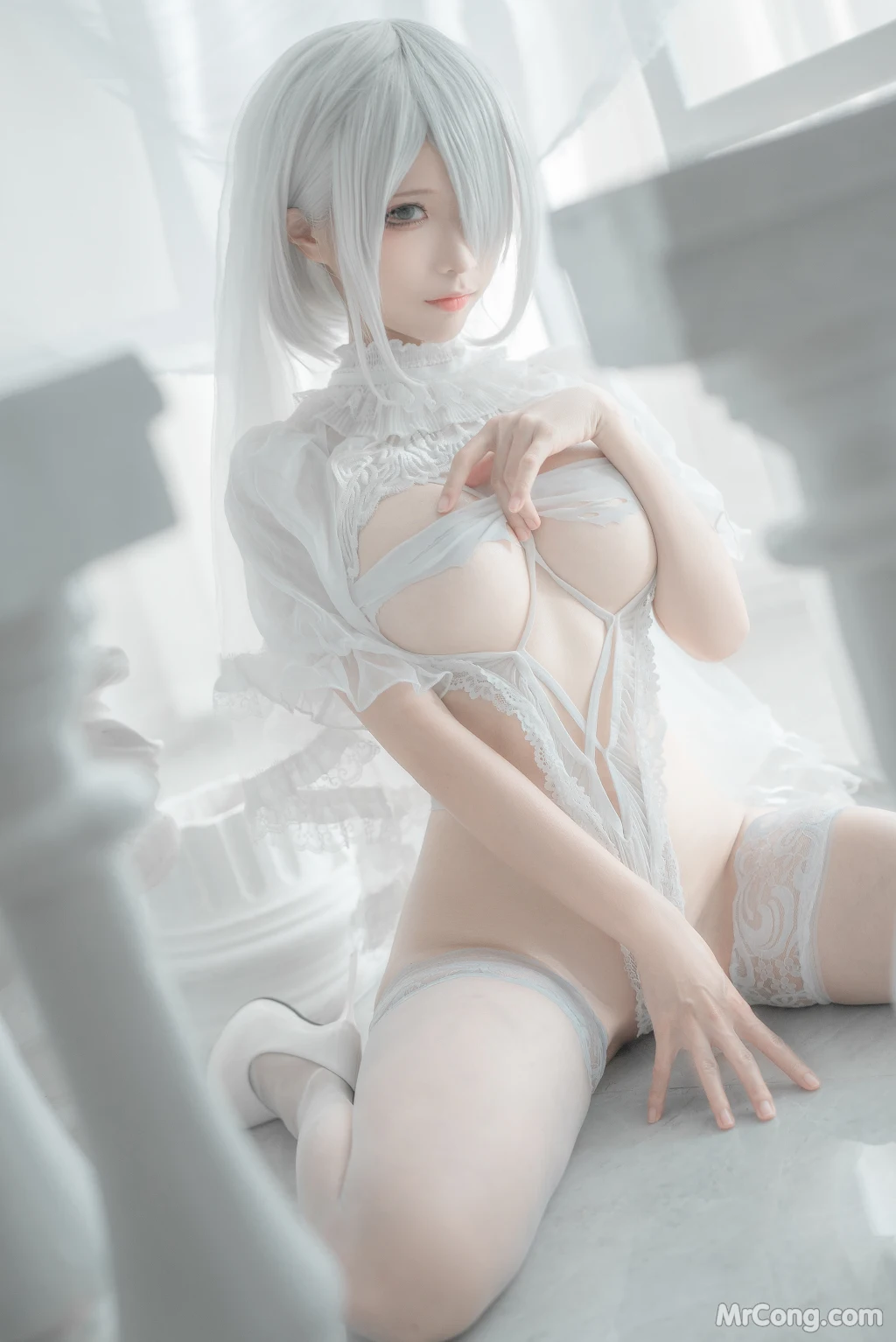 Coser蠢沫沫 chunmomo Vol140 2B-白婚纱 59 photos - 43