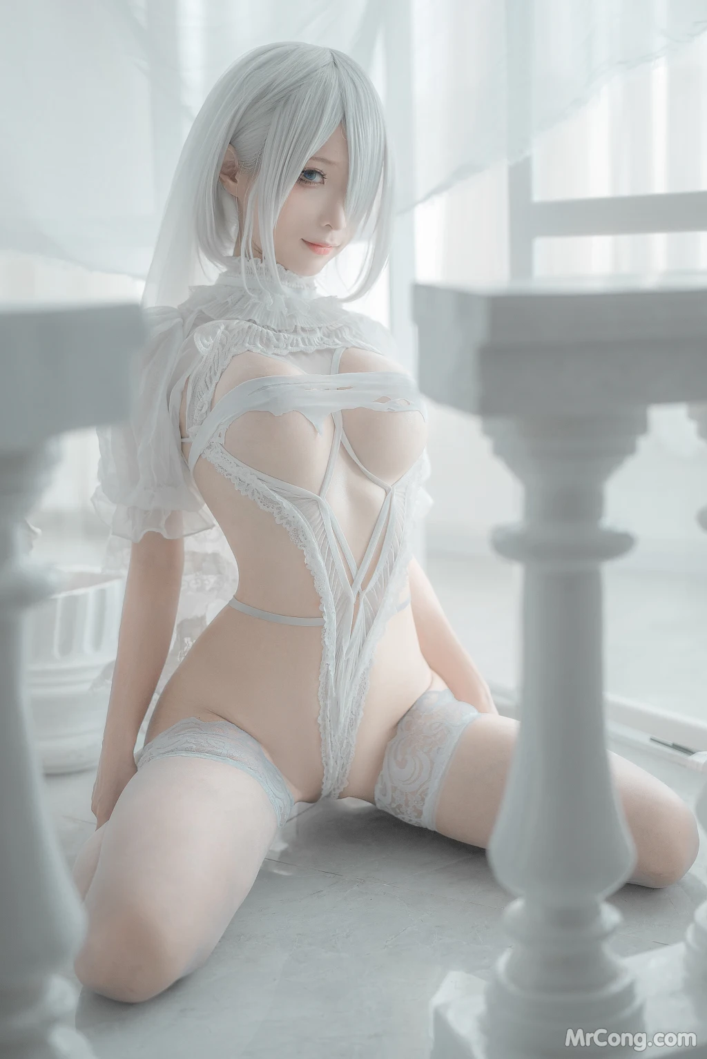 Coser蠢沫沫 chunmomo Vol140 2B-白婚纱 59 photos - 49