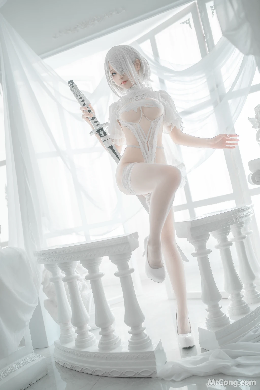 Coser蠢沫沫 chunmomo Vol140 2B-白婚纱 59 photos - 51