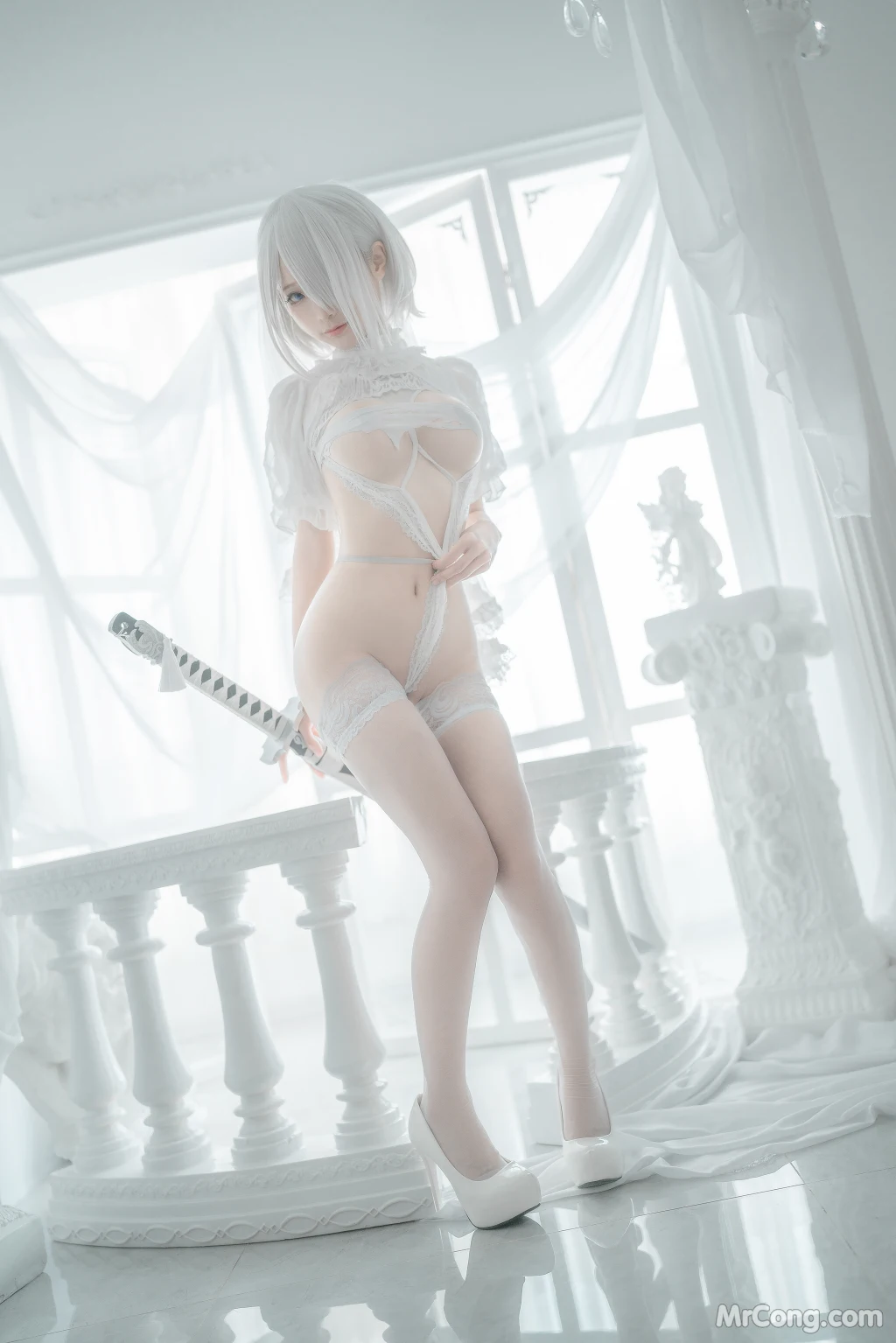 Coser蠢沫沫 chunmomo Vol140 2B-白婚纱 59 photos - 55