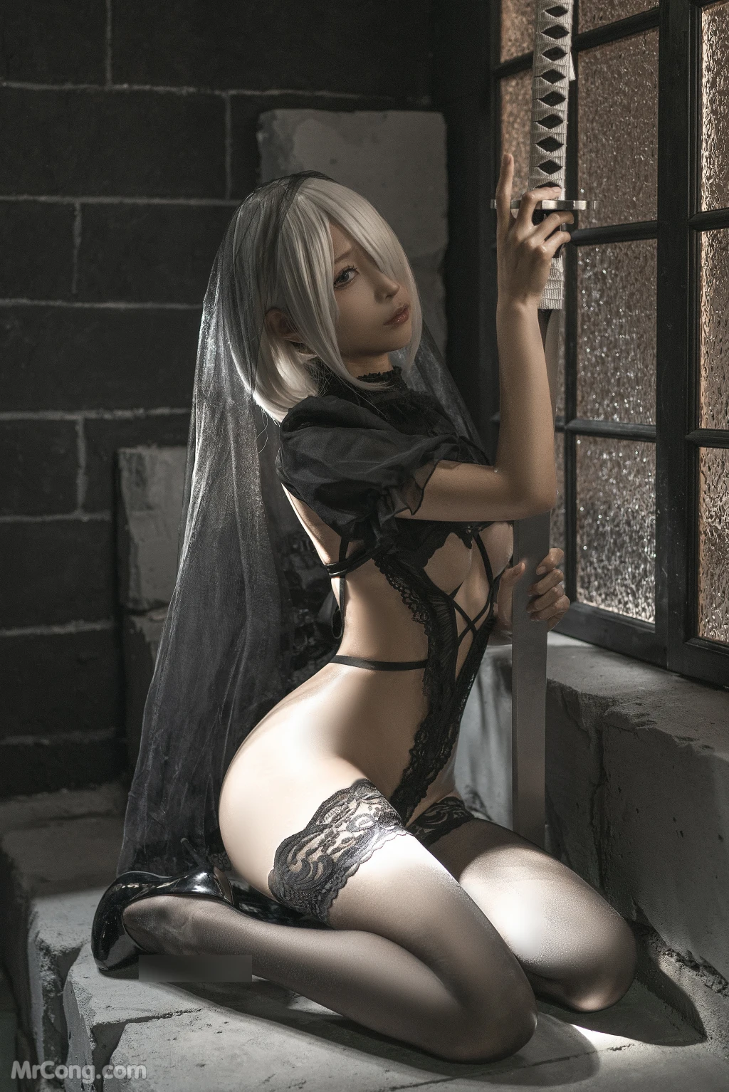 Coser蠢沫沫 chunmomo Vol143 2B-黑婚纱 35 photos - 2