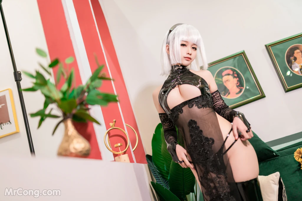 Coser蠢沫沫 chunmomo Vol154 沫沫真爱版 歪萌黑旗袍 40 photos - 18