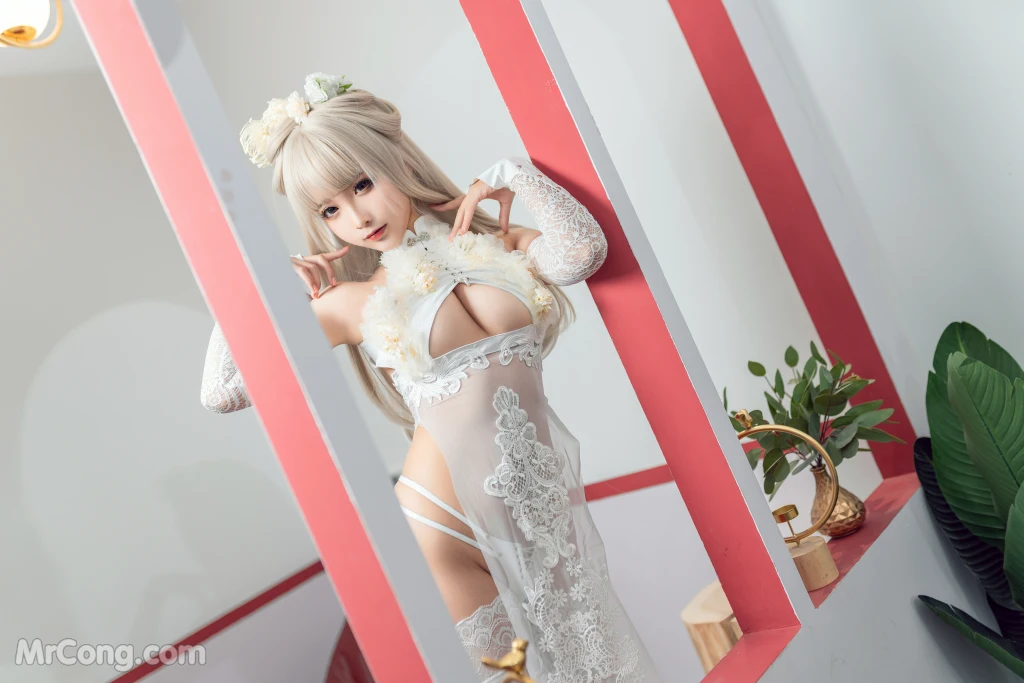 Coser蠢沫沫 chunmomo Vol155 沫沫真爱版 歪萌白旗袍 40 photos - 4
