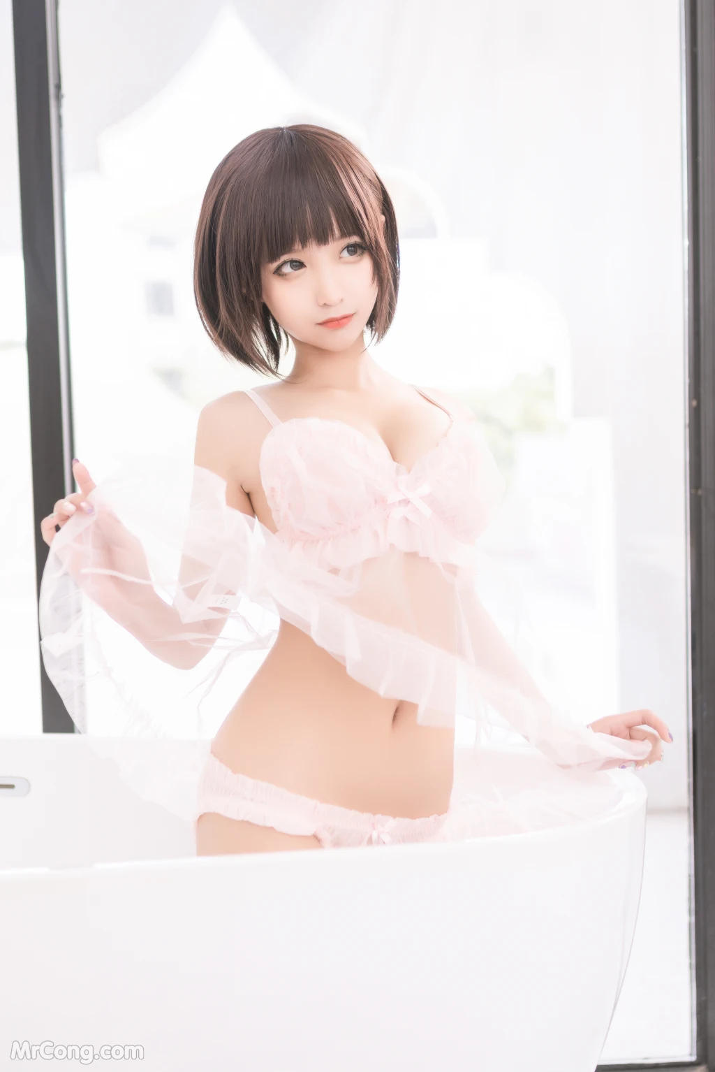Coser蠢沫沫 chunmomo Vol168 沫沫真爱版 粉纱 40 photos