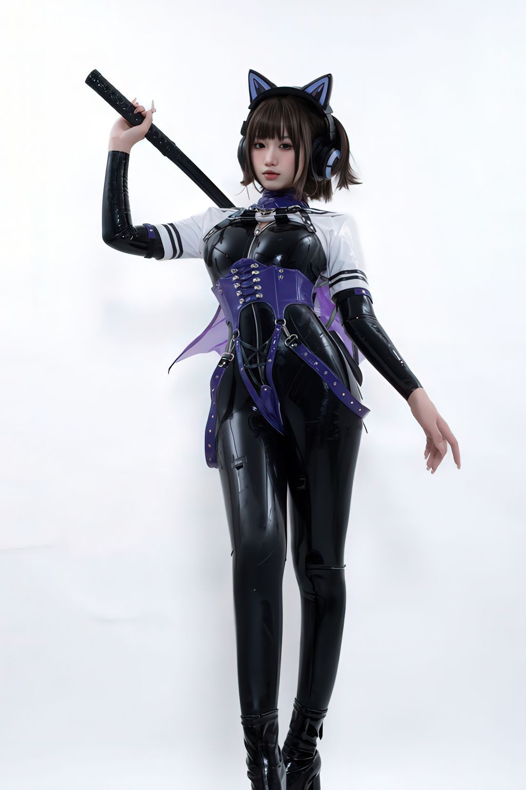 Coser柒柒要乖哦 白棚胶衣 78 photos - 23