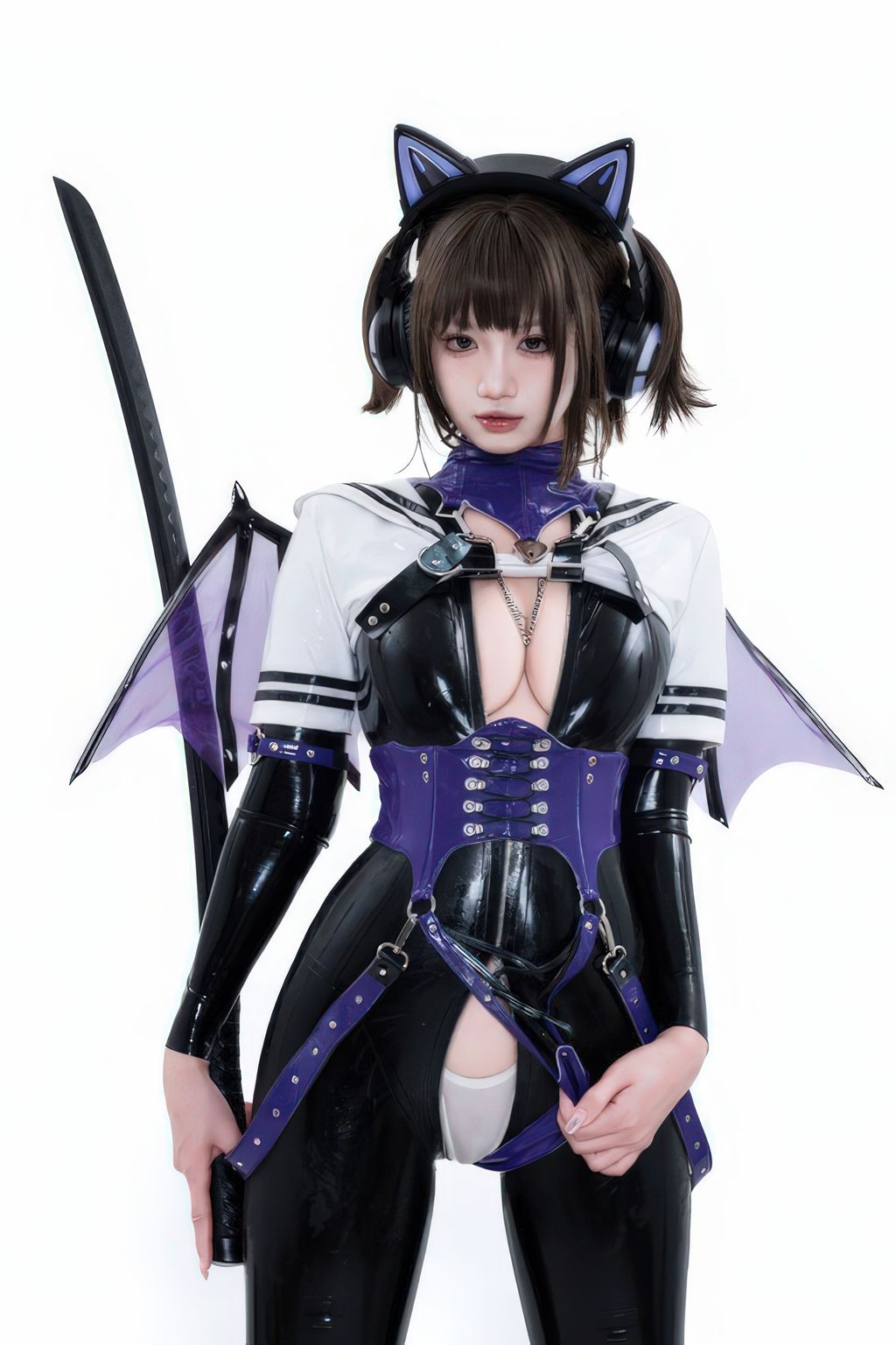 Coser柒柒要乖哦 白棚胶衣 78 photos - 29