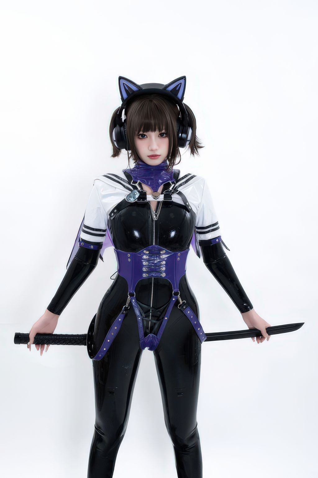 Coser柒柒要乖哦 白棚胶衣 78 photos - 34